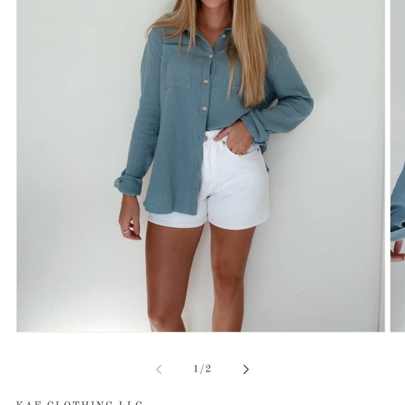 Tops - Dusty Blue Gauze Top Size XL fits like an L